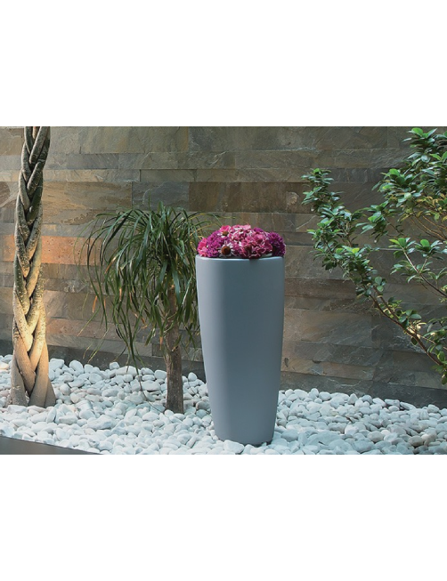Vaso da fiori fioriera resina Alto Tondo Antracite grigio H 90 cm Monacis Cromia Round