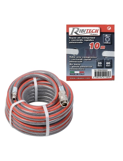 Tubo aria compressa con raccordi universali per compressore Ribimex 10 o 15 mt