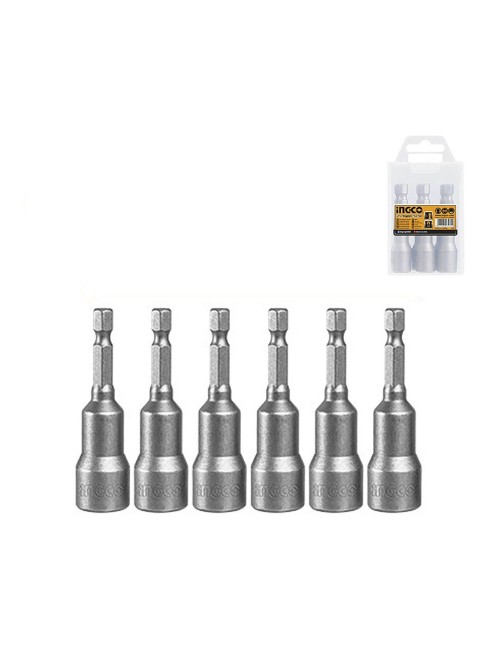 Set 6 portabit Magnetici Extra Codolo 1/4" esagonale lunghezza 65 Ingco Amn65061