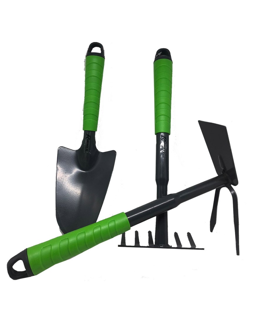 Kit attrezzi giardinaggio Paletta Zappetta Rastrello Set da giardino Ribimex