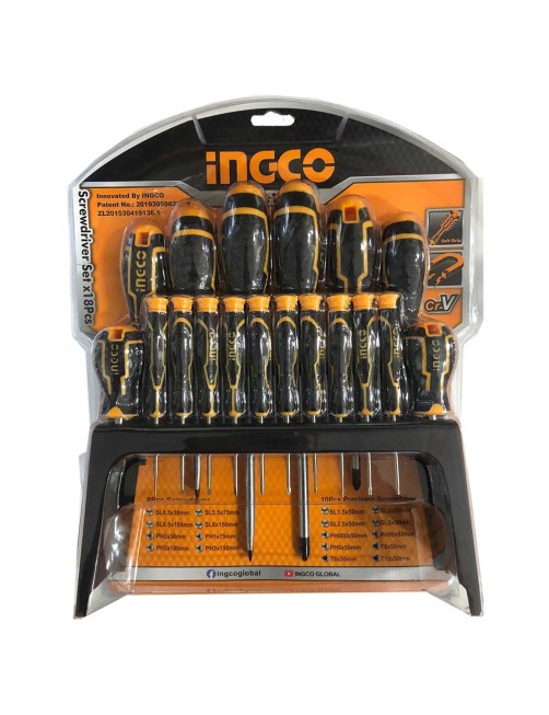 Cacciaviti in set 18 pezzi con stand di appoggio Taglio Croce Torx Precisione