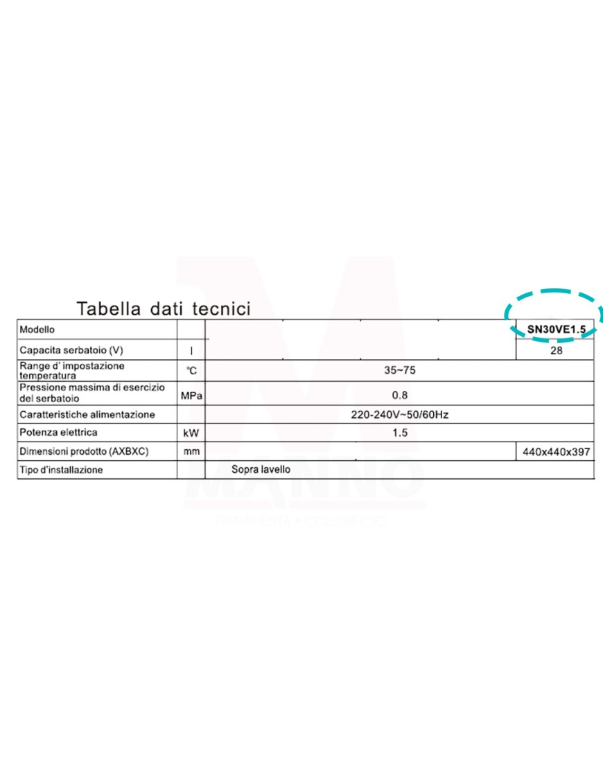 Scaldabagno Elettrico Termotek Aquavolt 30 Litri - Boiler Acciaio, Termostato, Sicurezza