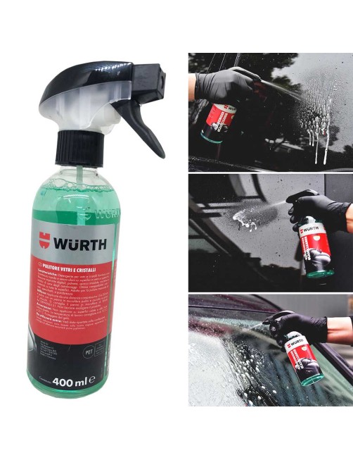 Pulitore vetri e cristalli Detergente Spray Specchi Parabrezza Auto 400 ml Wurth