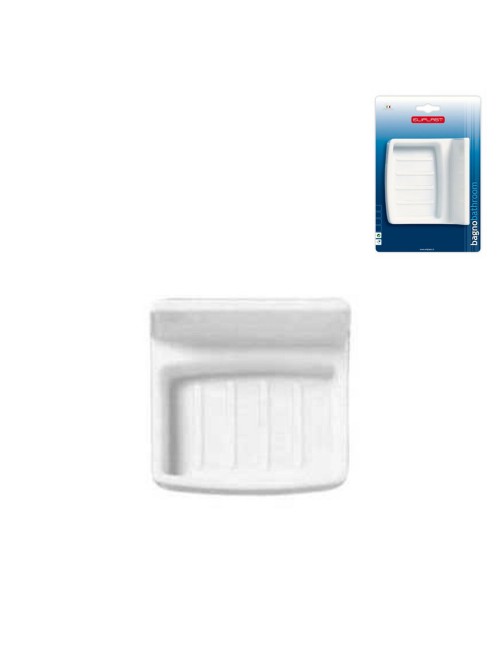 Porta saponetta sapone rettangolare bianco plastica 12x11x6 cm