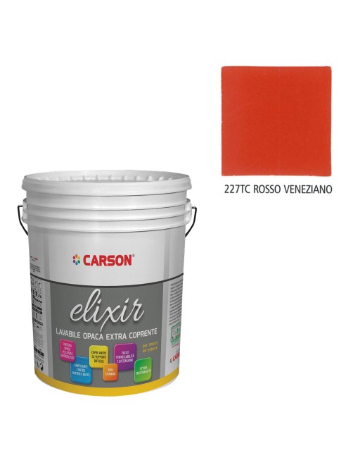 Pittura lavabile extra coprente interni esterni 227TC Rosso Veneziano 750 ml Carson Elixir
