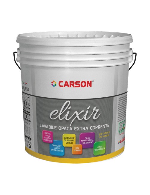 Pittura lavabile extra coprente Idropittura Murale Interni Esterni Carson Elixir