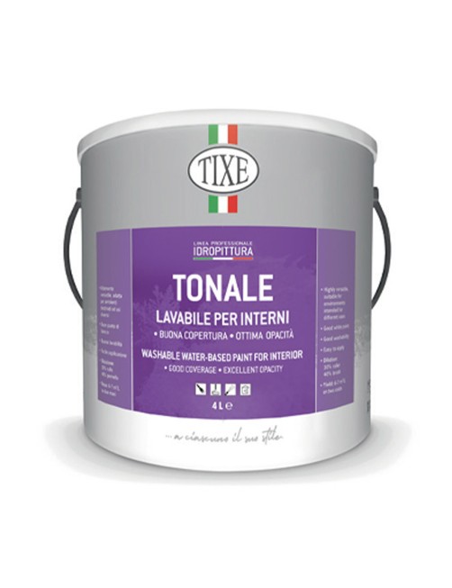 Pittura per interni lavabile idropittura bianca opaca murale pareti Tixe  Tonale Lattaggio 4 lt