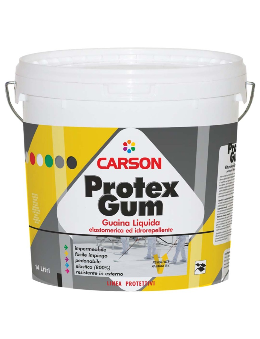 Guaina liquida impermeabilizzante elastomerica tetti terrazze Carson  Protexgum Colore Trasparente Lattaggio 1 LT