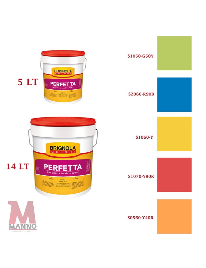 Pittura lavabile per interni opaca in Diversi colori Brignola Perfetta LT /  COLORE 5 LT - VERDE S1050-G50Y