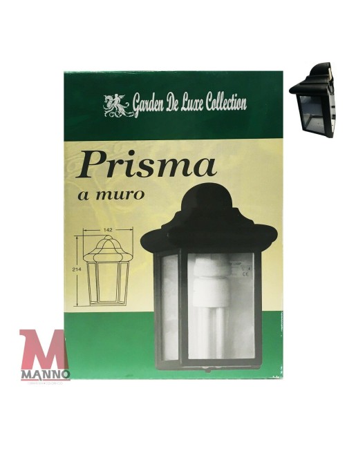 Applique Mezza Lanterna Prisma a muro E27 nero Vetro Alluminio Garden De Lux