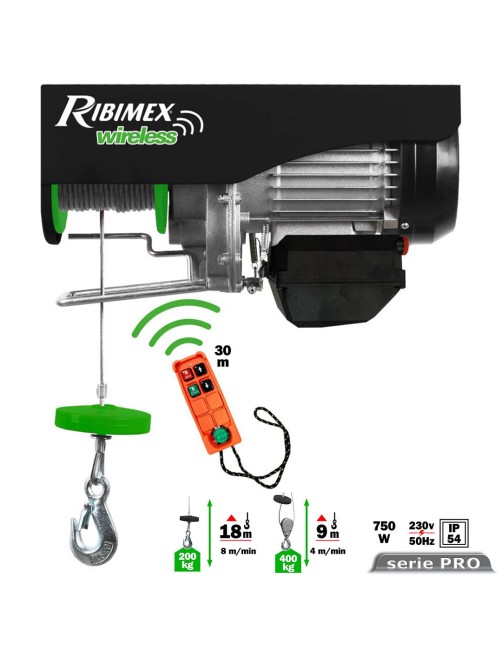 Paranco elettrico con telecomando wireless 200 400 kg Montacarichi telecomandato Ribimex PE200/400T