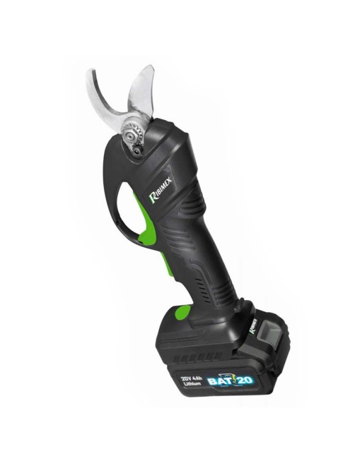 Forbice potatura a batteria 20V 2 ah Cesoia elettrica 25mm Soft grip completa Ribimex PRBAT20/SEC