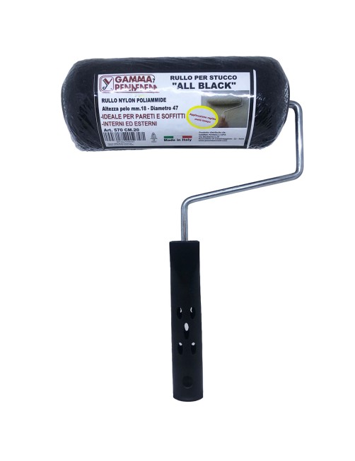 Rullo per stucco da 20 cm professionale in nylon poliammide nero a manico fisso Gamma pennelli
