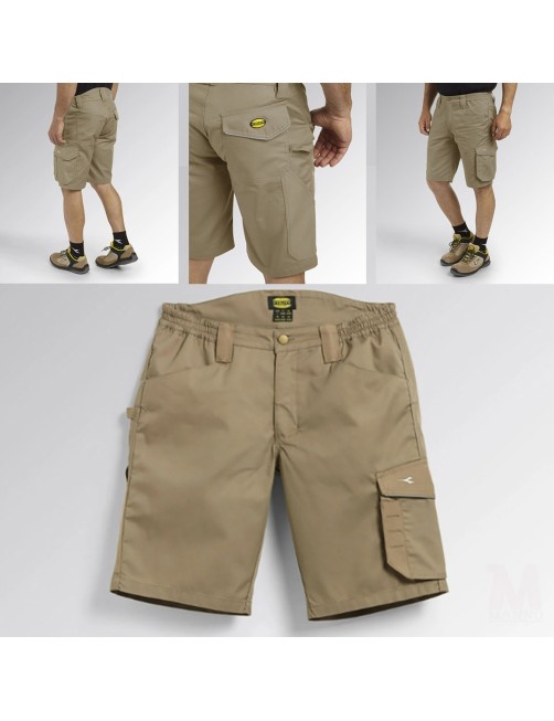 Bermuda da lavoro Pantaloni corti Pantaloncini multitasche Beige Diadora utility Poly