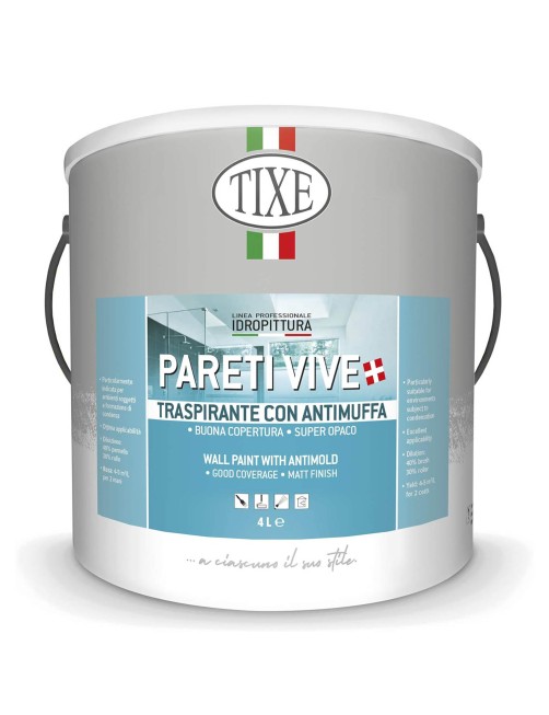 Pittura per interni Bianca Idropittura Murale Tixe Pareti vive Traspirante con Antimuffa