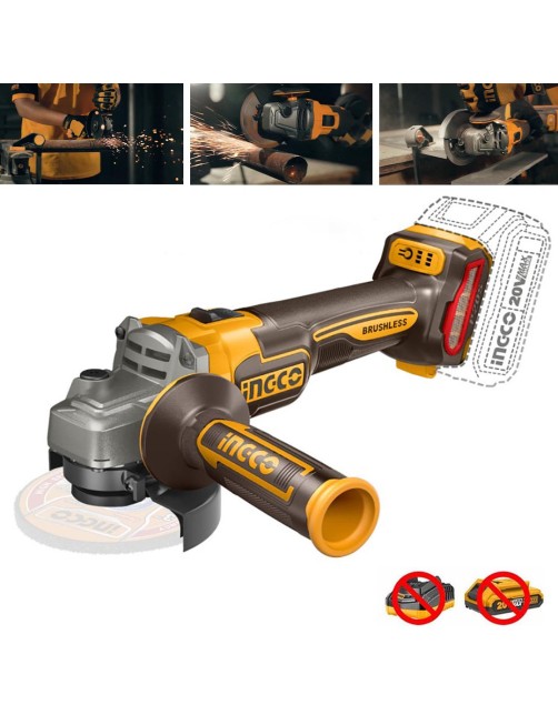 Smerigliatrice angolare a batteria 115 mm 20 V velocità regolabile Brushless Solo corpo Ingco CAGLI21154