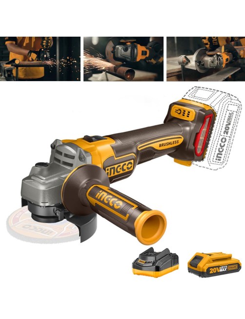 Smerigliatrice angolare a batteria 115 mm 20 V velocità regolabile Brushless Ingco CAGLI21154