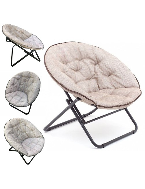 Poltrona Relax Poltroncina Sedia Marrone Ecru' Comoda pieghevole Salmar Papason