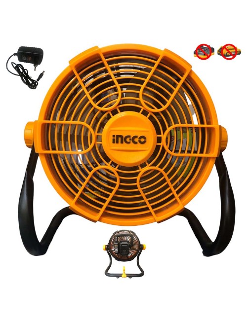 Ventilatore a pavimento a batteria 20 V e filo 28 cm 2 velocità Solo Corpo Ingco CFALI2002