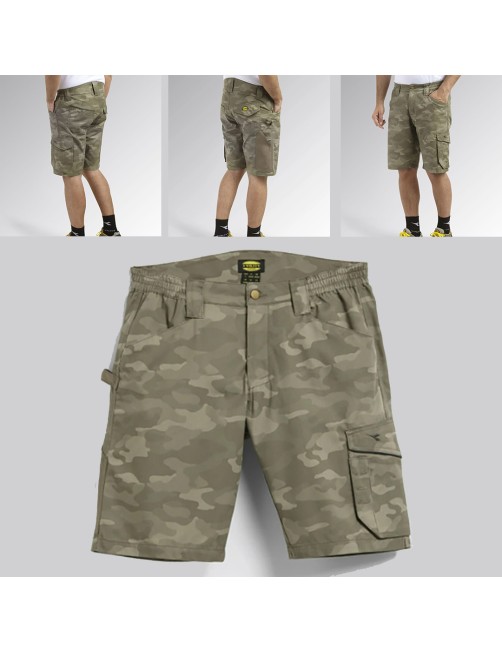Diadora Utility Poly Camo Grigio Canapa Bermuda da lavoro Pantaloncini uomo