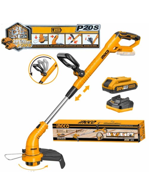 Tagliabordi elettrico a batteria 20 V Taglia bordi telescopico Completo 2 ah Ingco