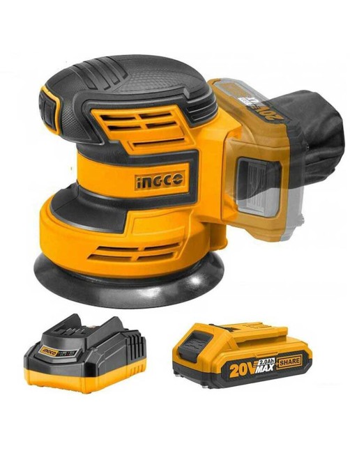 Levigatrice rotorbitale a batteria Litio 20 V professionale Completa 2Ah Ingco CROSLI20012AHMAN