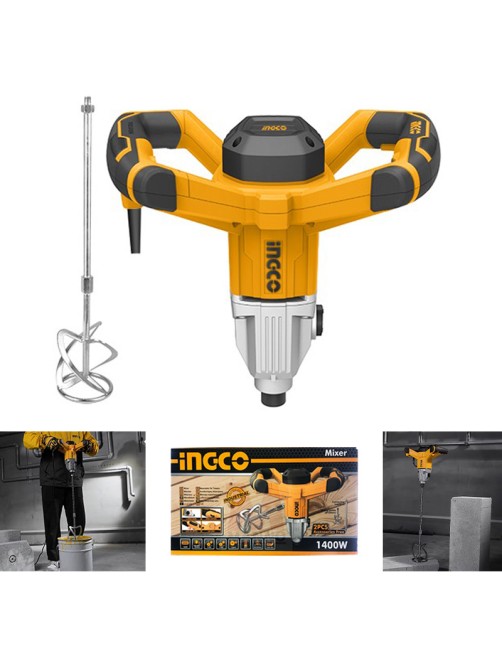 Miscelatore cemento gesso malta colla 1400 W Pro Pad incluso Ingco mx214008