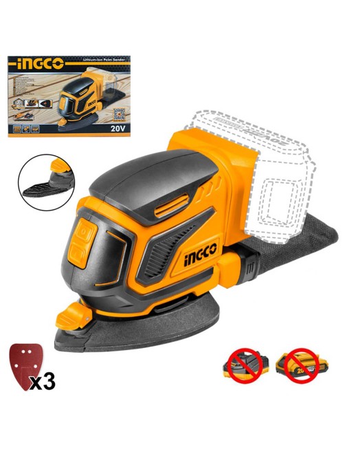 Levigatrice palmare a batteria 20V triangolare sacca raccogli polvere Solo corpo Ingco CDSLI2051