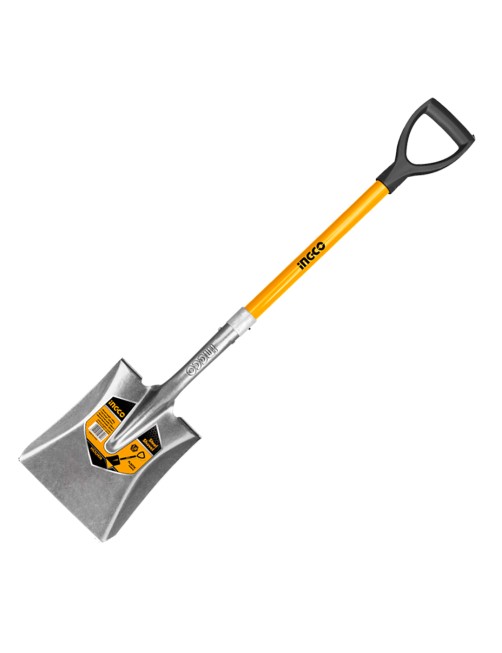 Ingco Hsslh06 Pala quadra in acciaio con manico in vibra di vetro Giardinaggio Agricoltura 100 cm
