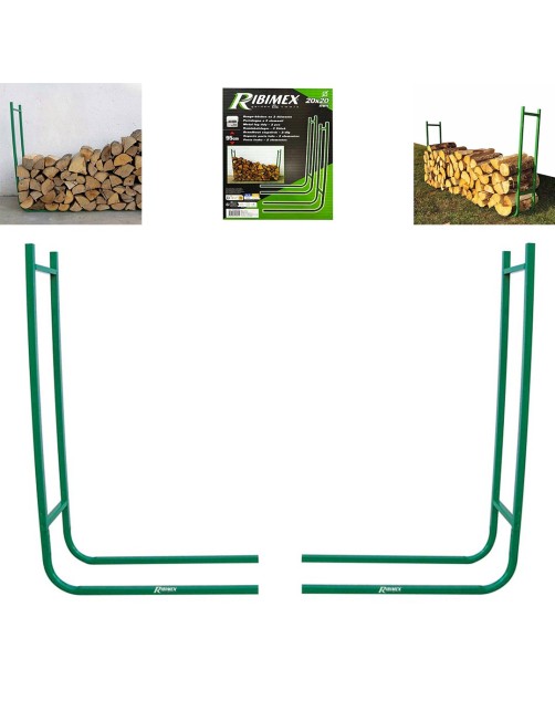 Ribimex PRIRB095 Portalegna Supporto a due elementi Legnaia in acciaio Altezza 95 cm