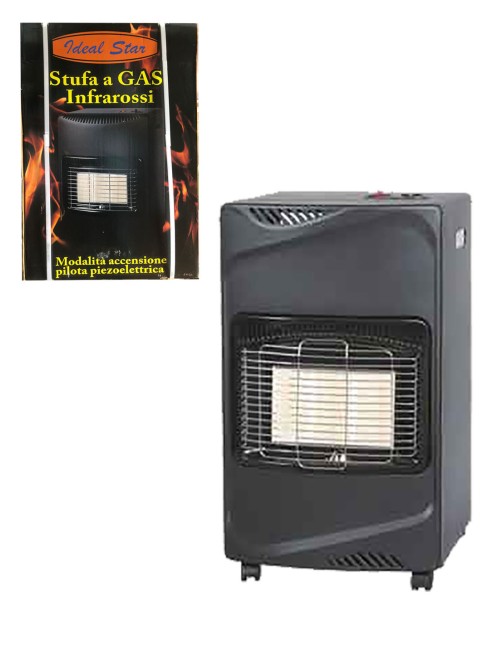 Stufa a gas a infrarossi 4,1 Kw adatta a bombole da 15 kg Nera 3 bruciatori Ideal Star