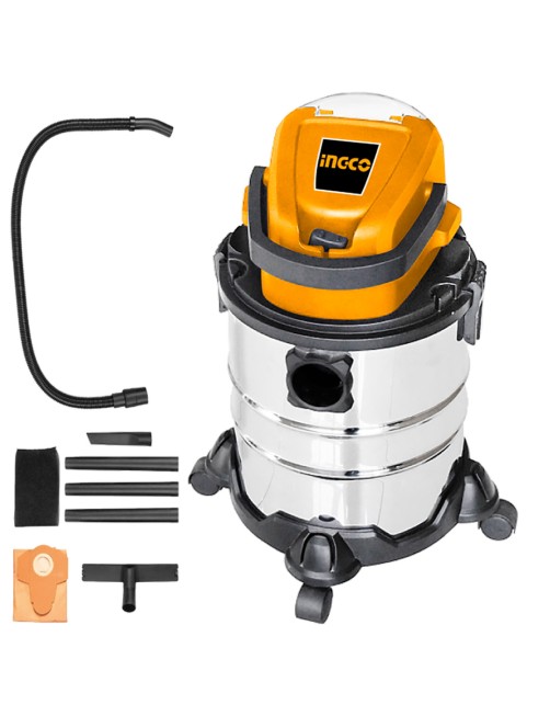Ingco CVLI2005E Aspirapolvere Aspiraliquidi a batteria 20 V Bidone Aspiratutto Solo corpo