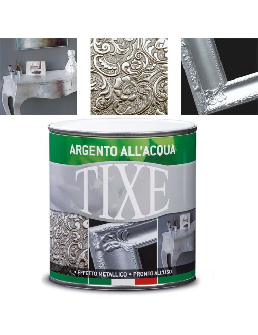 Tixe Argento all'acqua per Interni Pittura Silver Metallizzata Ferro Legno Muri