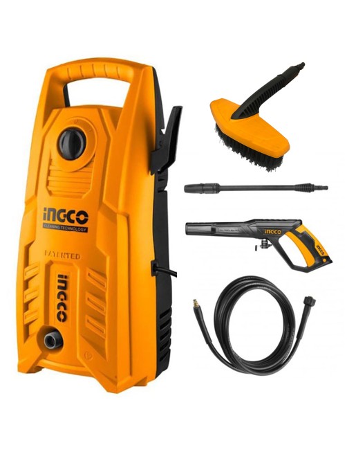 Idropulitrice 1400W 130 Bar con lancia e spazzola Acqua fredda Auto Moto Ingco