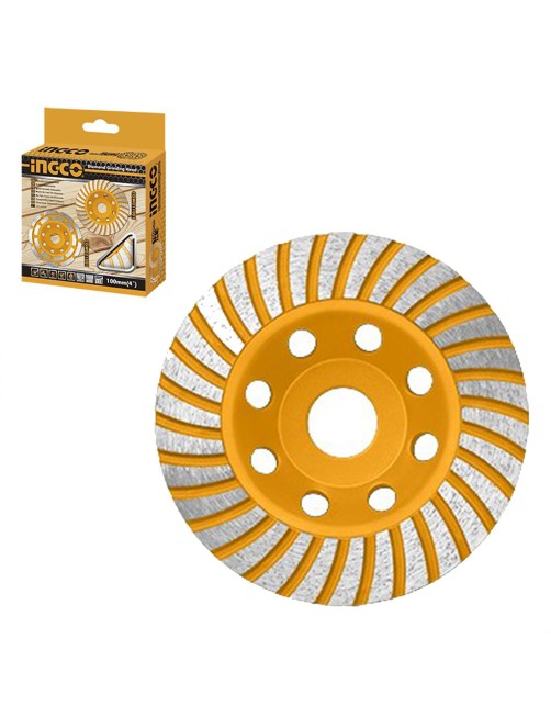 Ingco CGW011251 Disco diamantato a tazza 125 mm Mola diamantata turbo per smerigliatrice