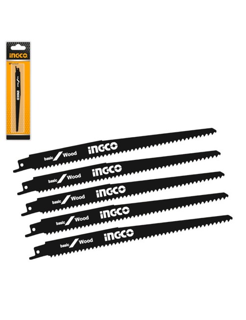 Ingco RSB1111DF Lame per seghetto a gattuccio Ricambio Lama Sega Legno Set 5 pezzi