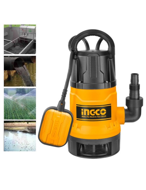 Pompa Immersione Elettropompa Sommersa Acque Scure Sporche nere 750 W 8 mt Ingco SPD7508