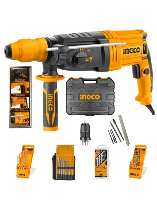 Martello demolitore Trapano Tassellatore 950W Sds Plus valigetta 31 punte Ingco RGH95282SET31MAN