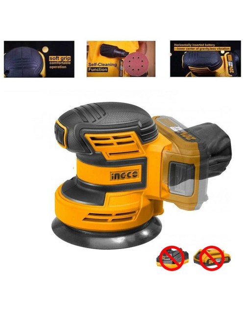 Levigatrice rotorbitale 125 mm a batteria Litio 20 V professionale Solo corpo Ingco CROSLI2001