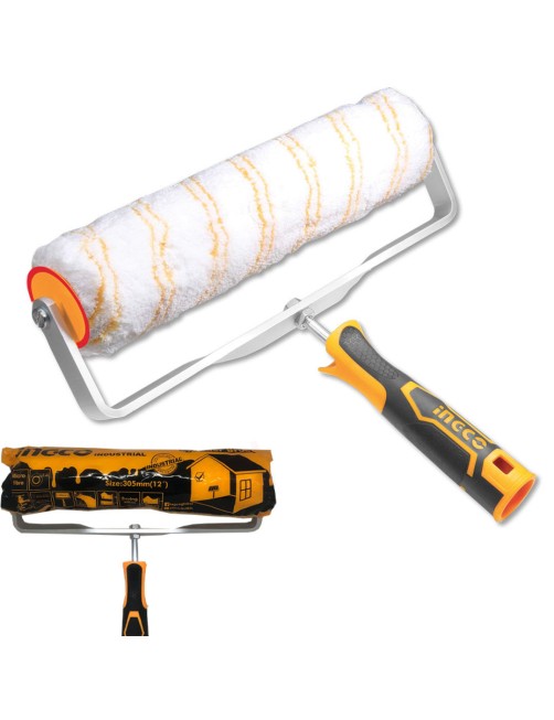 Rullo per pittura in microfibra a pelo medio 305 mm con manico Muri Pareti Ingco