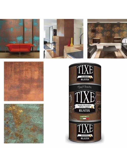 Smalto decorativo Effetto Ruggine Ferro o Rame Ossidato Vernice Kit Tixe Rustix