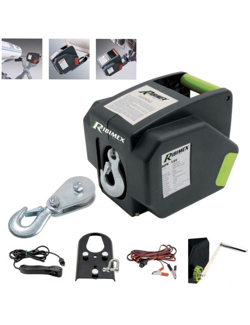 Verricello elettrico 12 V Paranco 300 W 5000 Kg Argano Auto Barca Traino Ribimex Pe12v