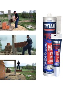 Adesivo di montaggio Colla multiuso veloce ultra resistente Bianco Tytan Power Fix Fast & Strong