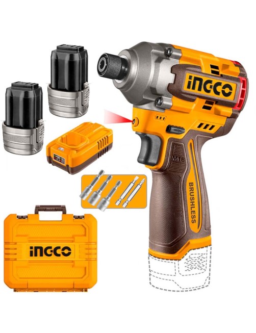 Ingco CIRLI16178E Avvitatore a impulsi a batteria 16 V 170 nm 2 Batterie Valigetta Brushless