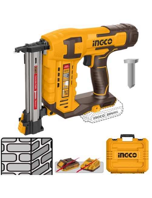 Ingco CSTLI3805 Chiodatrice Spara chiodi Cemento Calcestruzzo a batteria 20V Solo corpo