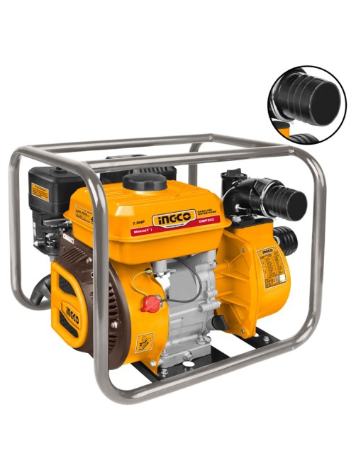 Ingco GWP302 Motopompa a scoppio a benzina 7 Hp 208 CC Raccordi 80 mm 3" Irrigazione