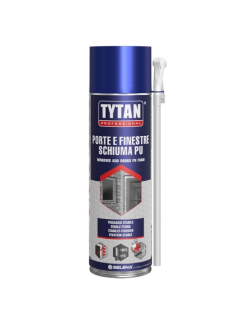 Tytan Porte e finestre Schiuma PU poliuretanica Isolamento Sigillatura Gialla 500 ml