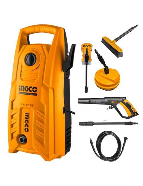 Idropulitrice 1400 W 130 Bar Set Spazzola Triangolare e circolare rotante Ingco IDRO1400SET2MAN