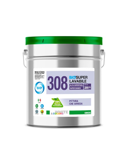 Oikos Bianco 308 Bio Superlavabile Pittura murale ecologica Super coprente traspirante