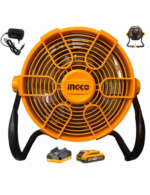 Ventilatore a pavimento a batteria 20 V e filo 28 cm 2 velocità Portatile Ingco CFALI2002